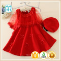 Nueva llegada niños de la manera niña vestido rojo / sombrero con alta calidad y precio barato otoño / invierno usan niñas vestido al por mayor